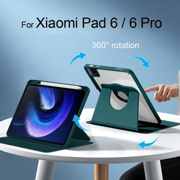 360° Rotācija Gadījumā Xiaomi Pad 6 Pro MiPad 6 2023 Stāvēt Vāks Mi Pad 5 Pro Redmi Pad SE/Pad 10.61 Gadījumā ar Zīmuļa Turētāju
