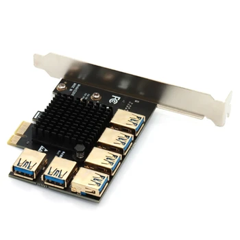 PCI-E Extender Stāvvadu 1 līdz 6 USB Stāvvadu Karte PCIE Adapteris Priekš galda Datora
