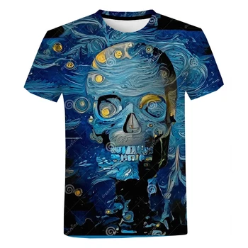 Skelets Terora 3D Drukāšanas Vīriešu Ikdienas Apaļu Kakla Hip-hop Smieklīgi Lielgabarīta Īsām piedurknēm T-krekls Topi Grafiskais T Krekli
