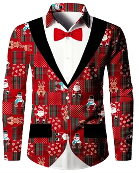 Ziemassvētku Dāvanu Vīriešu Krekls 2023 Modelis 3D Drukāšanas Ziemassvētku Ielu garām Piedurknēm Pogas, Atloks, Apģērbu Modes Dizaina 6XL